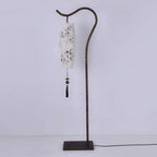 Traditional Chinese Zen Bamboo Painting Fabric Arc Iron Base 1-Light Standing Floor Lamp For Home Office Lumendat