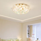 Modern Art Deco Petal Glass Iron Round 6-light Semi-flush Mount Ceiling Light for Living Room