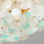 Modern Art Deco Petal Glass Iron Round 6-light Semi-flush Mount Ceiling Light for Living Room