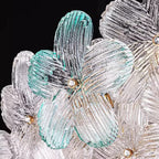 Modern Art Deco Petal Glass Iron Round 6-light Semi-flush Mount Ceiling Light for Living Room