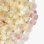 Modern Art Deco Petal Glass Iron Round 6-light Semi-flush Mount Ceiling Light for Living Room