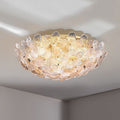 Modern Art Deco Petal Glass Iron Round 6-light Semi-flush Mount Ceiling Light for Living Room