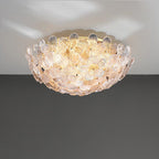 Modern Art Deco Petal Glass Iron Round 6-light Semi-flush Mount Ceiling Light for Living Room