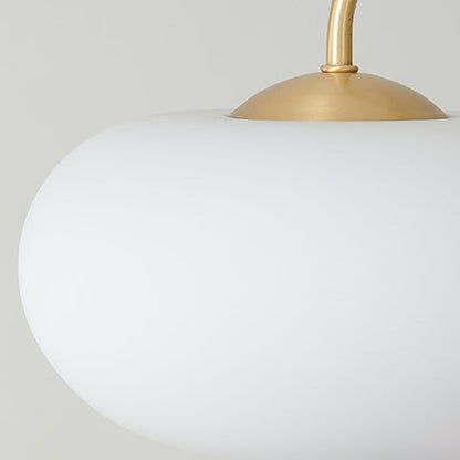 Traditional French Walnut Brass Frame Glass Persimmon Shade 3/5-light Semi-flush Mount Ceiling Light for Living Room
