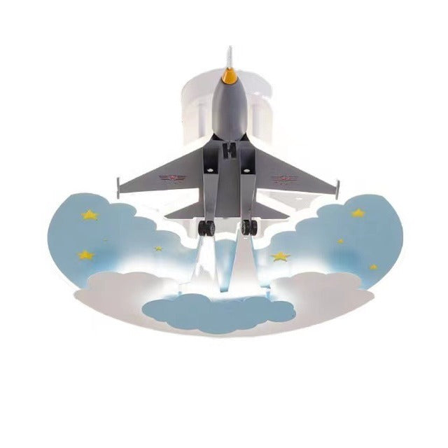 Lumendat Contemporary Creative Cartoon Interstellar Space Fighter Iron Acrylic LED Semi-Flush Mount Ceiling Light For Bedroom Lumendat