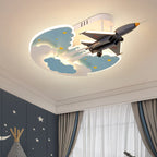 Lumendat Contemporary Creative Cartoon Interstellar Space Fighter Iron Acrylic LED Semi-Flush Mount Ceiling Light For Bedroom Lumendat