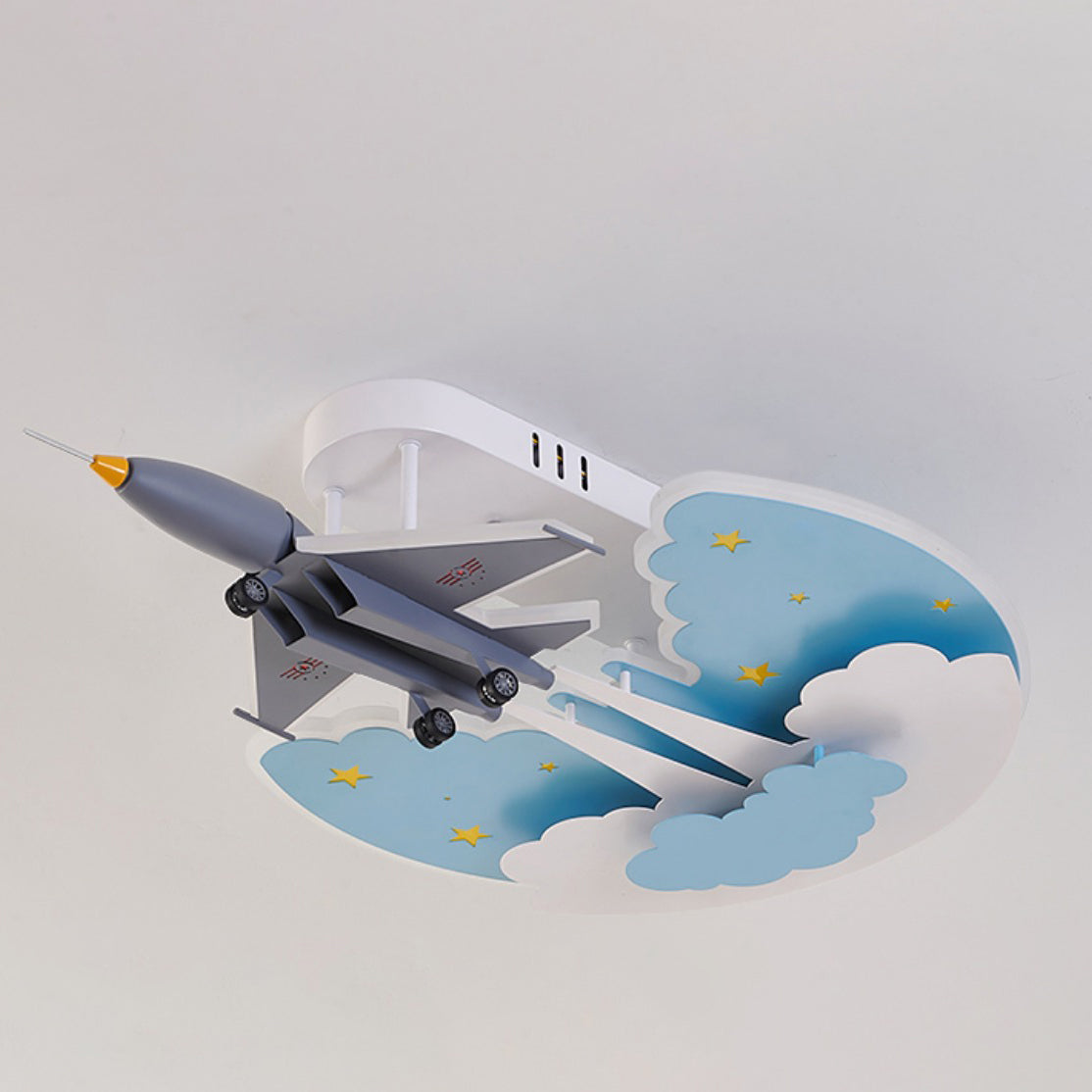 Lumendat Contemporary Creative Cartoon Interstellar Space Fighter Iron Acrylic LED Semi-Flush Mount Ceiling Light For Bedroom Lumendat