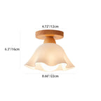 Traditional French Wood Floral Acrylic Glass Shade 1-Light Semi-Flush Mount Ceiling Light For Living Room Lumendat