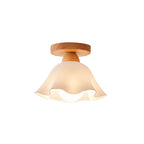Traditional French Wood Floral Acrylic Glass Shade 1-Light Semi-Flush Mount Ceiling Light For Living Room Lumendat