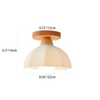 Traditional French Wood Floral Acrylic Glass Shade 1-Light Semi-Flush Mount Ceiling Light For Living Room Lumendat