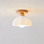 Traditional French Wood Floral Acrylic Glass Shade 1-Light Semi-Flush Mount Ceiling Light For Living Room Lumendat