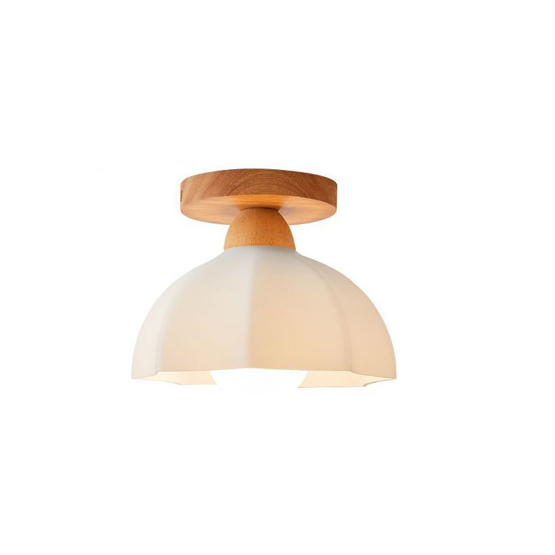 Traditional French Wood Floral Acrylic Glass Shade 1-Light Semi-Flush Mount Ceiling Light For Living Room Lumendat