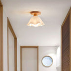 Traditional French Wood Floral Acrylic Glass Shade 1-Light Semi-Flush Mount Ceiling Light For Living Room Lumendat