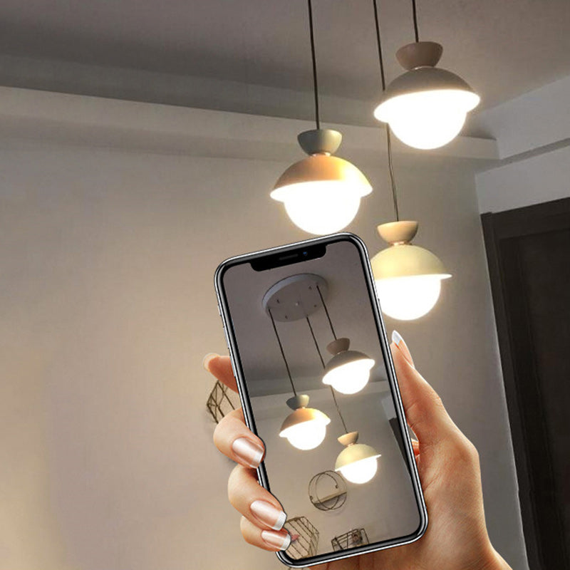 Contemporary Scandinavian Aluminum Globe Glass Shade 1-light Pendant Light for Dining Room BulbSquare