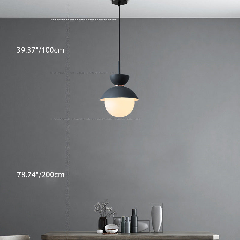 Contemporary Scandinavian Aluminum Globe Glass Shade 1-light Pendant Light for Dining Room BulbSquare