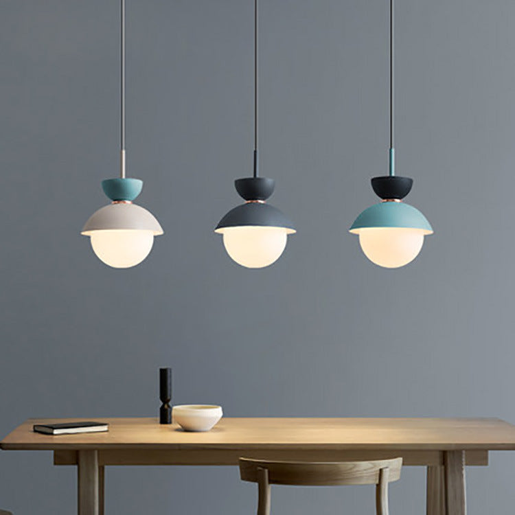 Contemporary Scandinavian Aluminum Globe Glass Shade 1-light Pendant Light for Dining Room BulbSquare