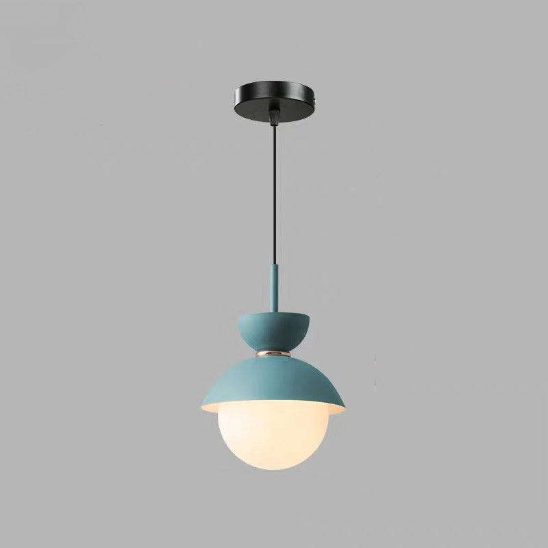 Contemporary Scandinavian Aluminum Globe Glass Shade 1-light Pendant Light for Dining Room BulbSquare