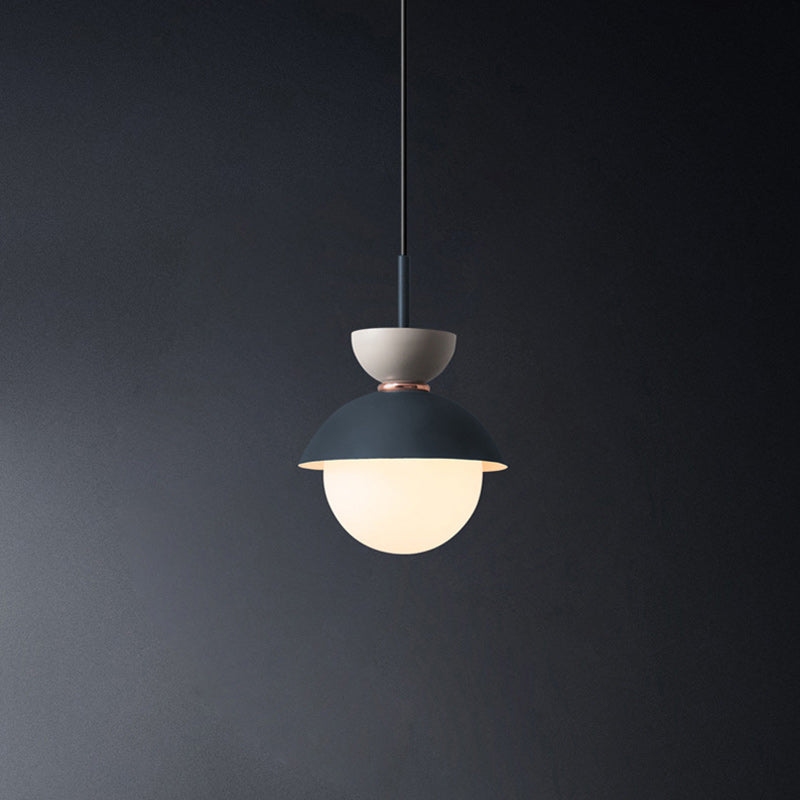 Contemporary Scandinavian Aluminum Globe Glass Shade 1-light Pendant Light for Dining Room BulbSquare
