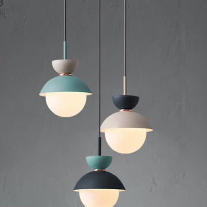 Contemporary Scandinavian Aluminum Globe Glass Shade 1-light Pendant Light for Dining Room BulbSquare