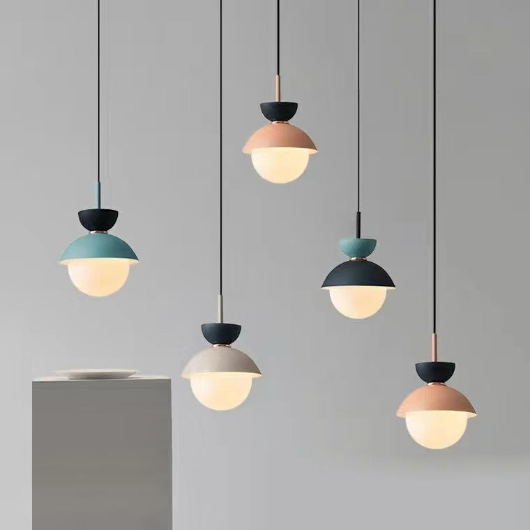 Contemporary Scandinavian Aluminum Globe Glass Shade 1-light Pendant Light for Dining Room BulbSquare