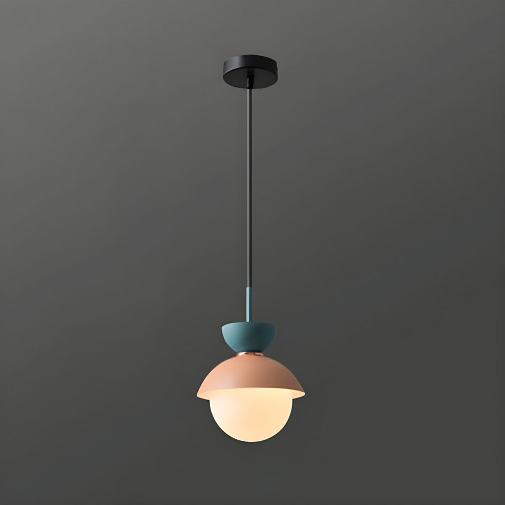 Contemporary Scandinavian Aluminum Globe Glass Shade 1-light Pendant Light for Dining Room BulbSquare