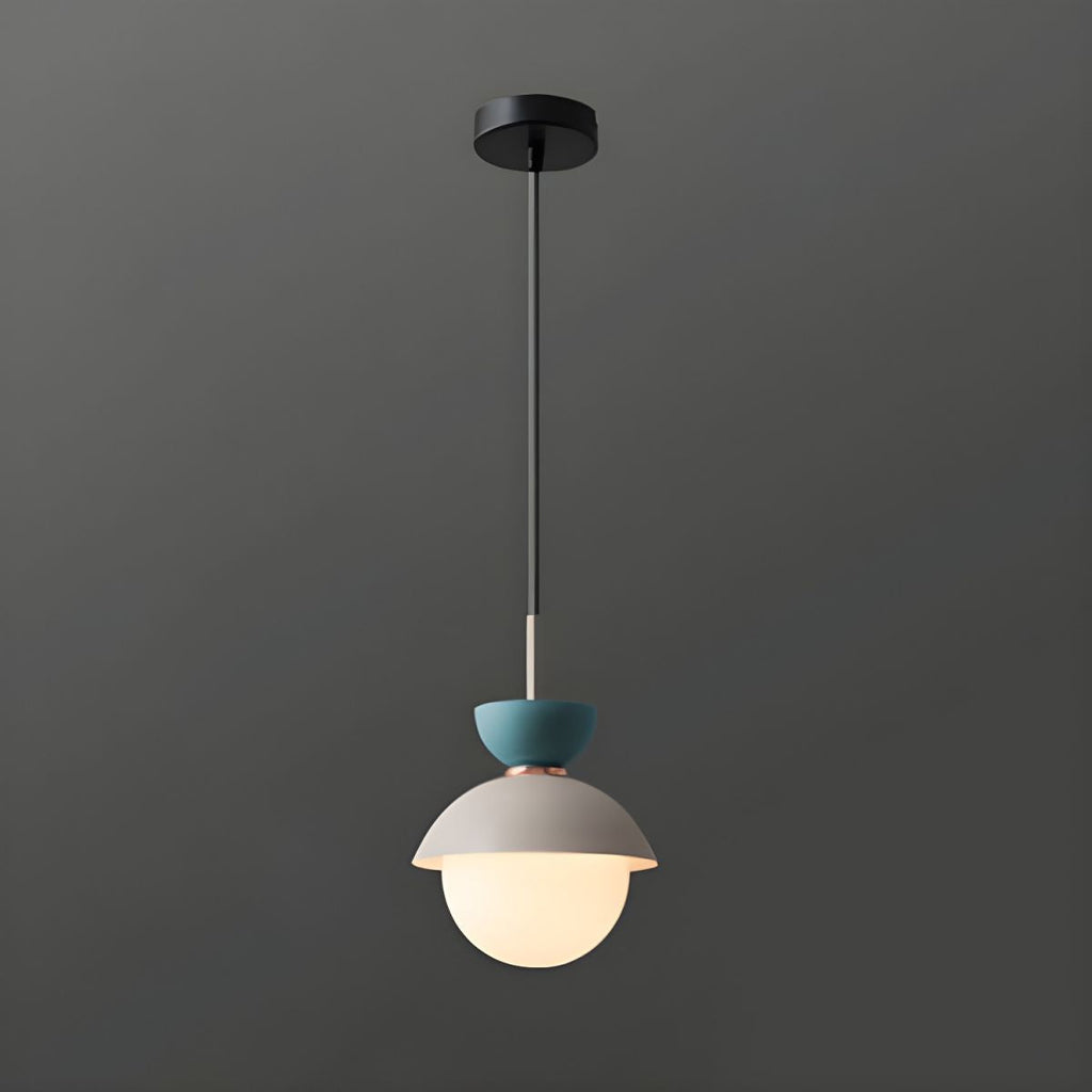 Contemporary Scandinavian Aluminum Globe Glass Shade 1-light Pendant Light for Dining Room BulbSquare