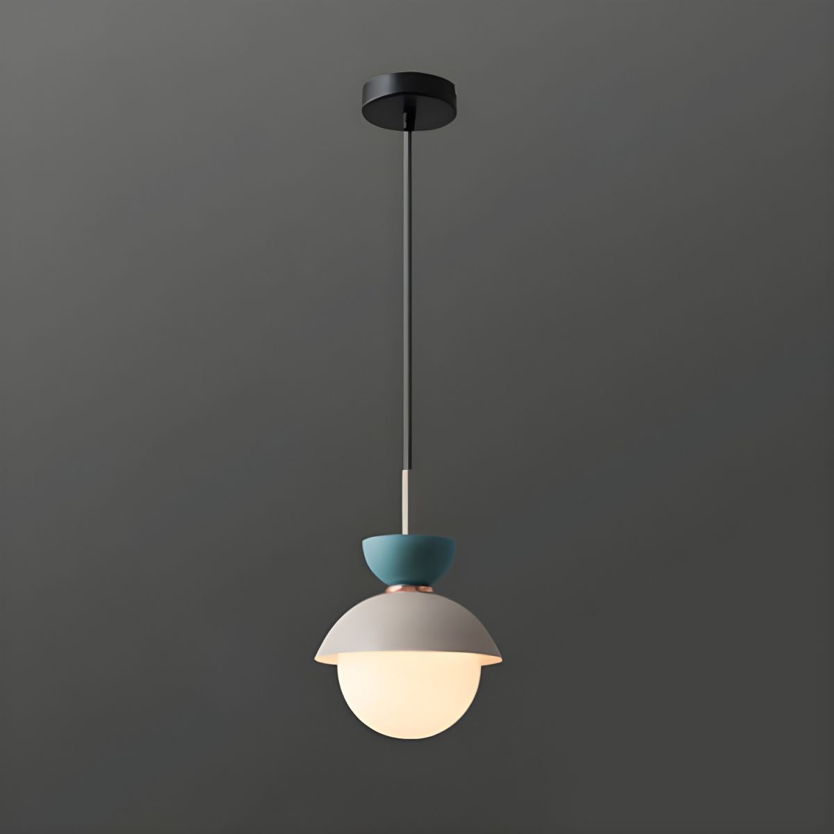 Contemporary Scandinavian Aluminum Globe Glass Shade 1-light Pendant Light for Dining Room BulbSquare