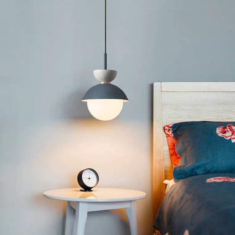 Contemporary Scandinavian Aluminum Globe Glass Shade 1-light Pendant Light for Dining Room BulbSquare