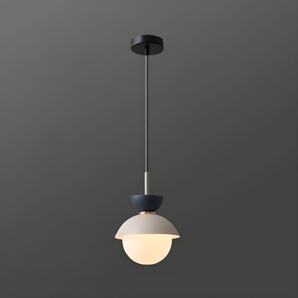 Contemporary Scandinavian Aluminum Globe Glass Shade 1-light Pendant Light for Dining Room BulbSquare