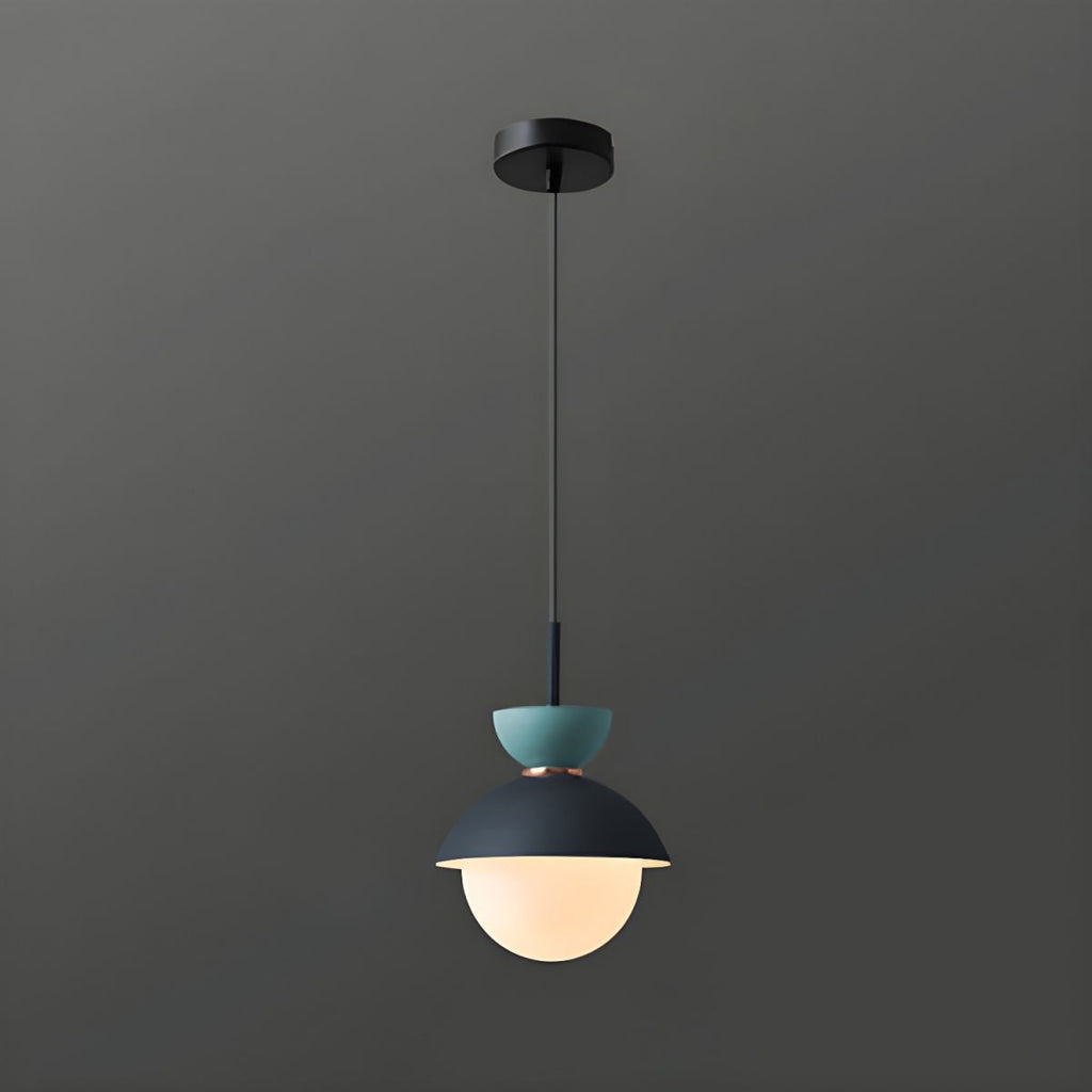 Contemporary Scandinavian Aluminum Globe Glass Shade 1-light Pendant Light for Dining Room BulbSquare
