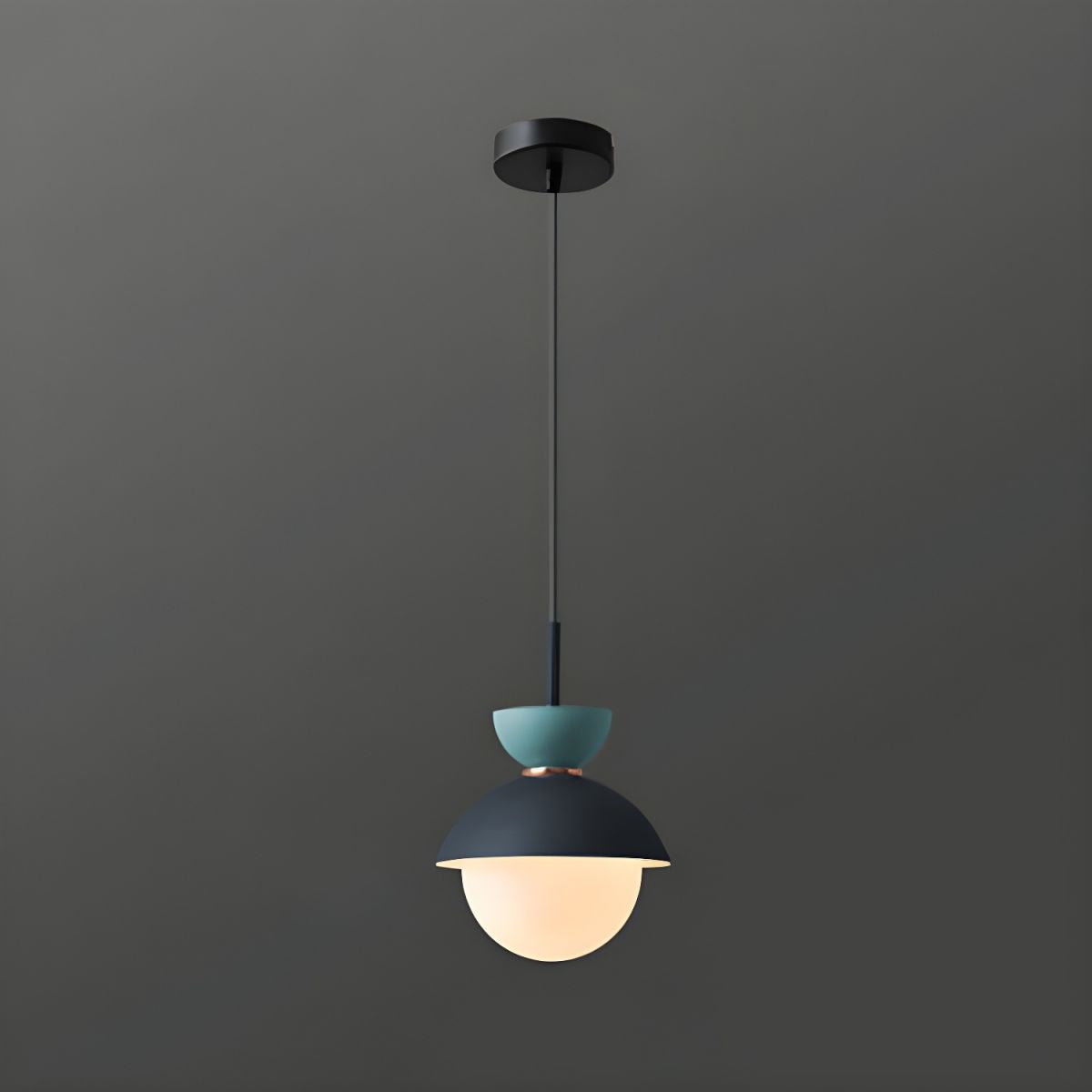 Contemporary Scandinavian Aluminum Globe Glass Shade 1-light Pendant Light for Dining Room BulbSquare