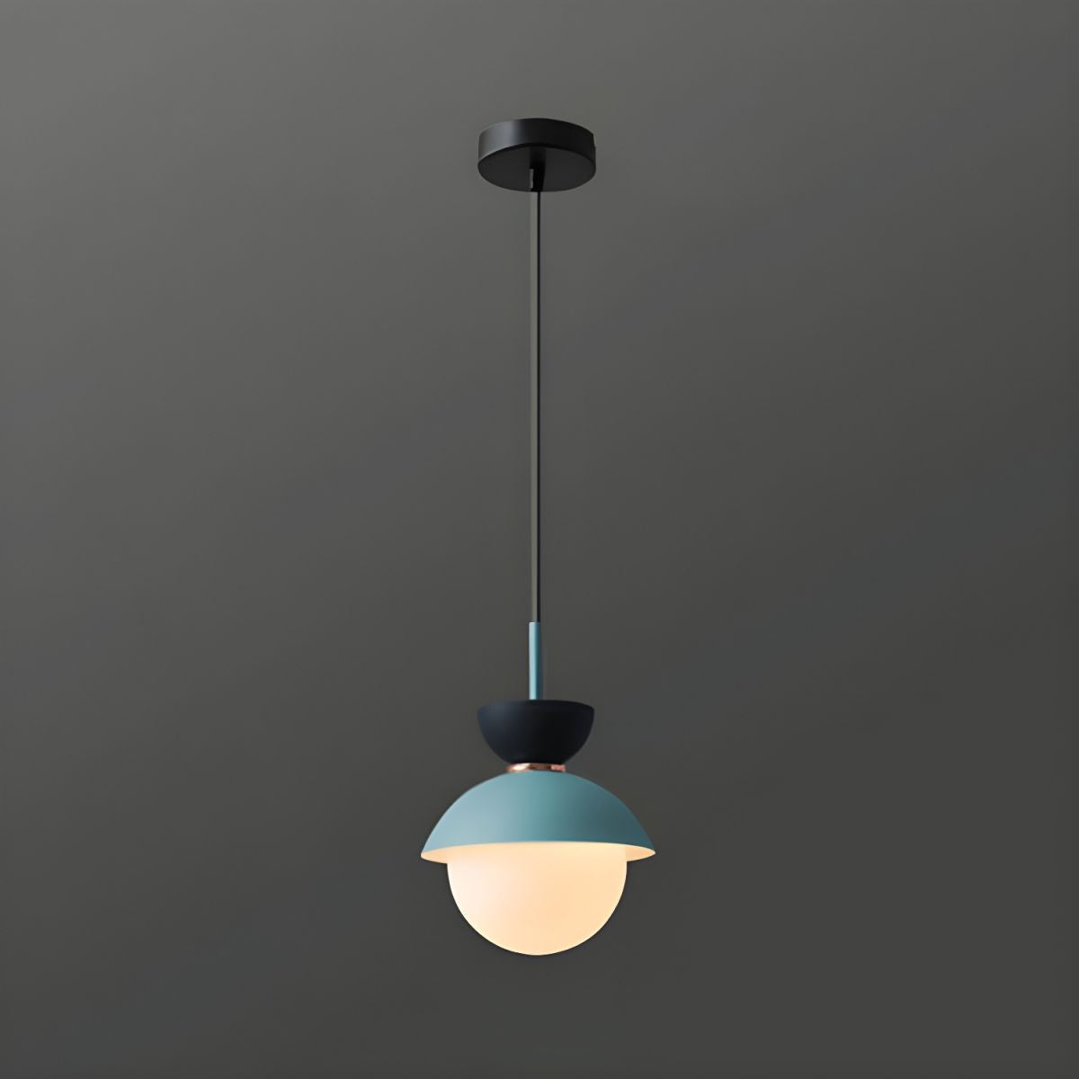 Contemporary Scandinavian Aluminum Globe Glass Shade 1-light Pendant Light for Dining Room BulbSquare