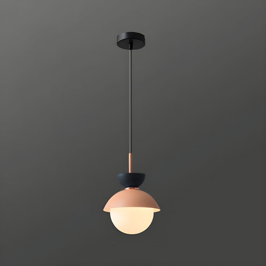 Contemporary Scandinavian Aluminum Globe Glass Shade 1-light Pendant Light for Dining Room BulbSquare