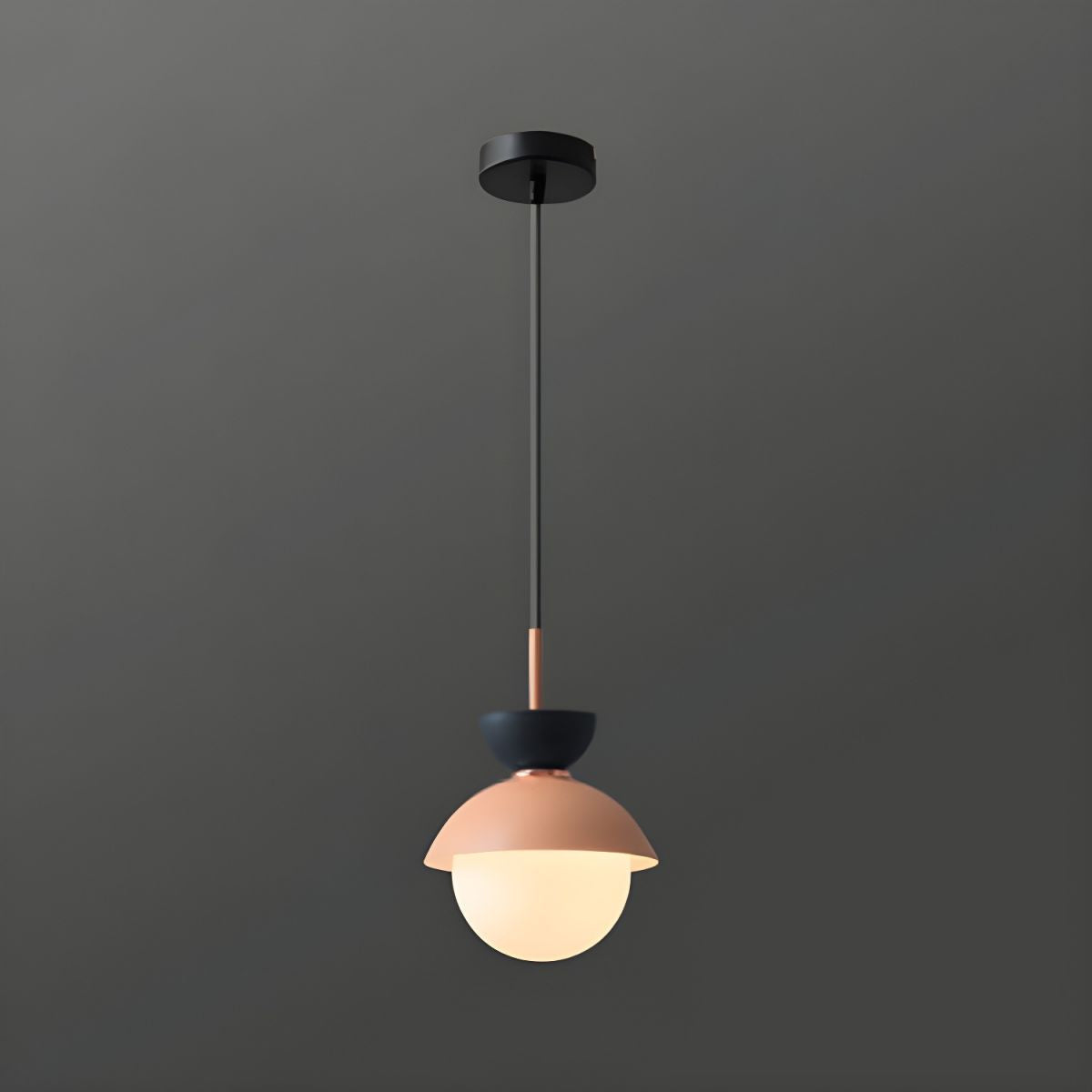 Contemporary Scandinavian Aluminum Globe Glass Shade 1-light Pendant Light for Dining Room BulbSquare