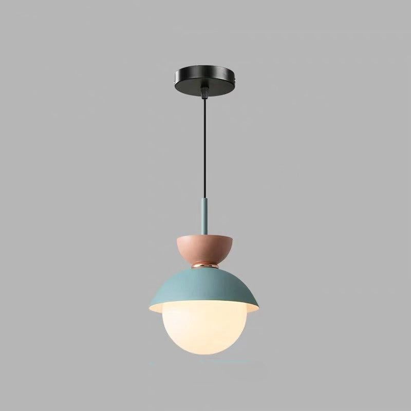 Contemporary Scandinavian Aluminum Globe Glass Shade 1-light Pendant Light for Dining Room BulbSquare