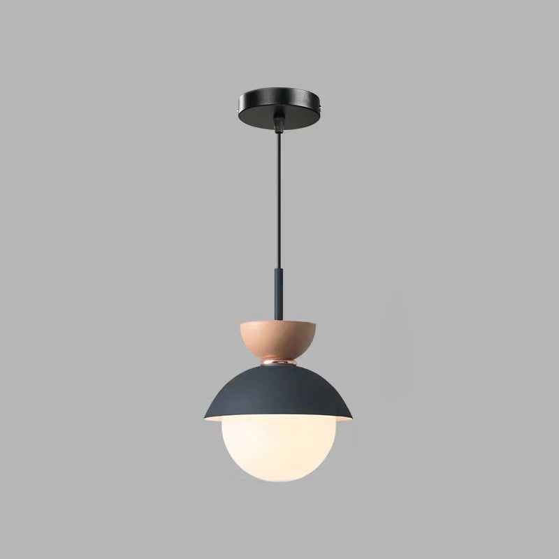 Contemporary Scandinavian Aluminum Globe Glass Shade 1-light Pendant Light for Dining Room BulbSquare