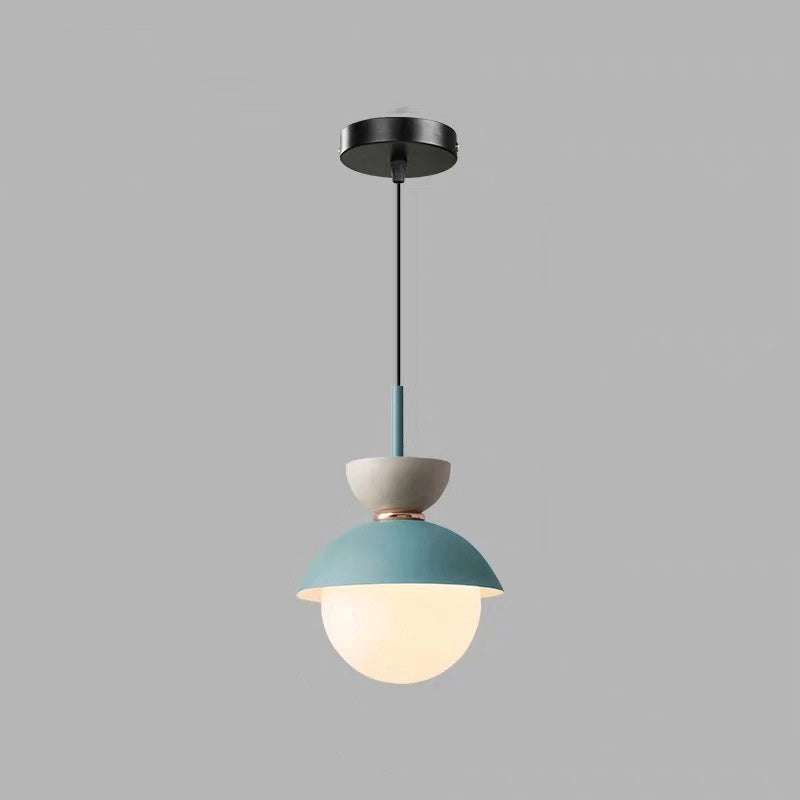 Contemporary Scandinavian Aluminum Globe Glass Shade 1-light Pendant Light for Dining Room BulbSquare
