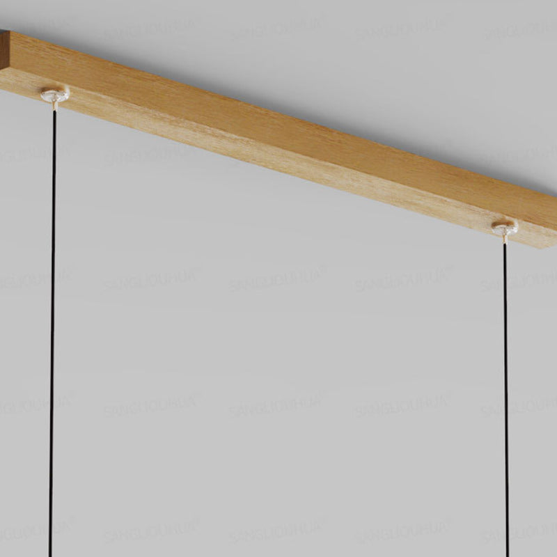 Modern Minimalist Straight Line Wood LED Island Light Pendant Light for Dining Room