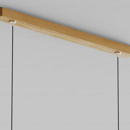 Modern Minimalist Straight Line Wood LED Island Light Pendant Light for Dining Room