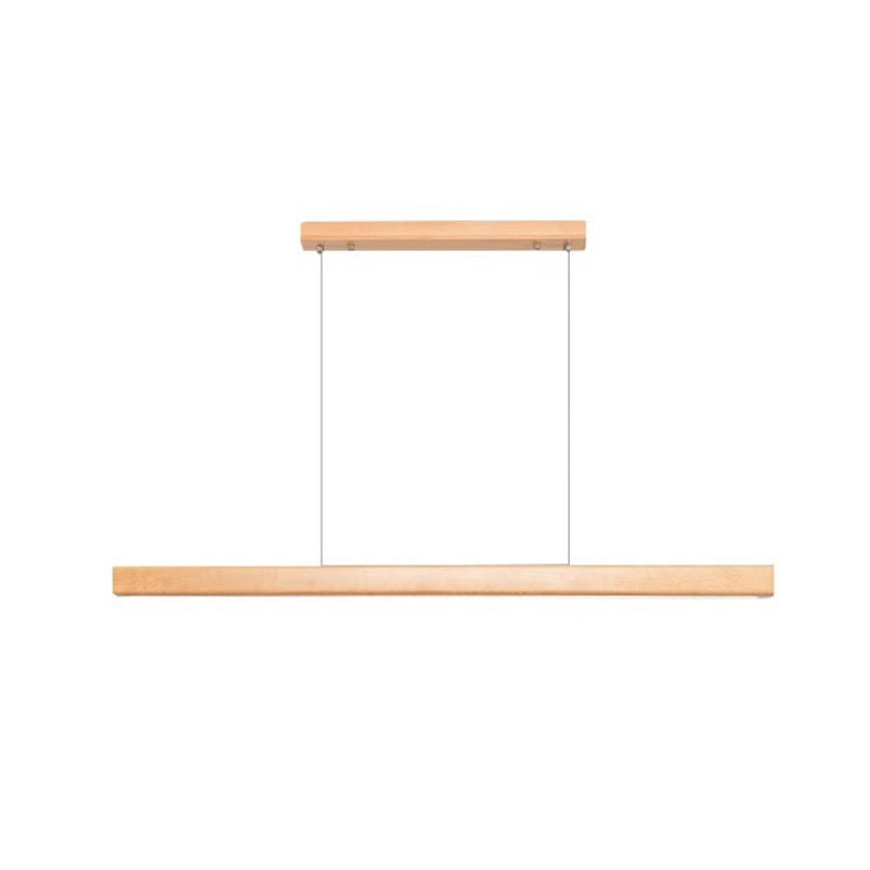 Modern Minimalist Straight Line Wood LED Island Light Pendant Light for Dining Room