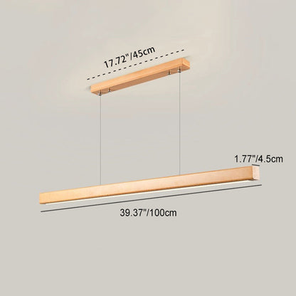 Modern Minimalist Straight Line Wood LED Island Light Pendant Light for Dining Room
