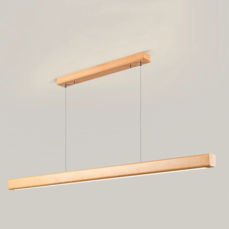 Modern Minimalist Straight Line Wood LED Island Light Pendant Light for Dining Room