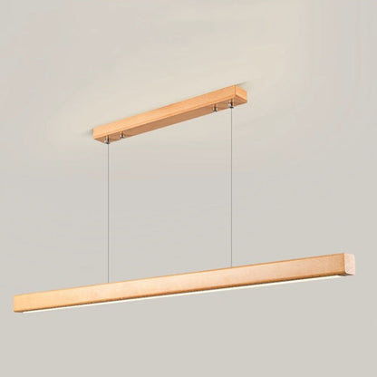 Modern Minimalist Straight Line Wood LED Island Light Pendant Light for Dining Room