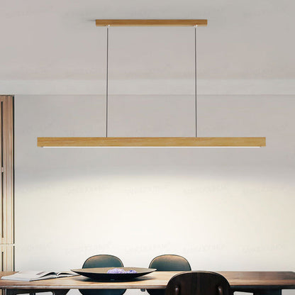 Modern Minimalist Straight Line Wood LED Island Light Pendant Light for Dining Room