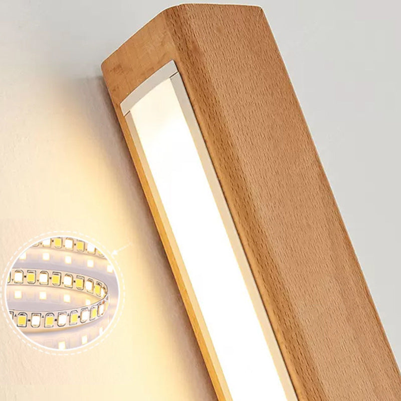Modern Minimalist Straight Line Wood LED Island Light Pendant Light for Dining Room