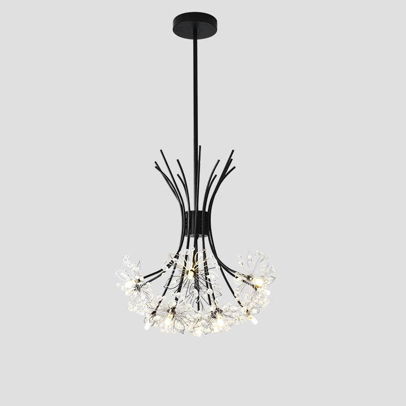 Contemporary Luxury Dandelion Crystal Firework Iron Frame 13/19-light Chandelier for Living Room