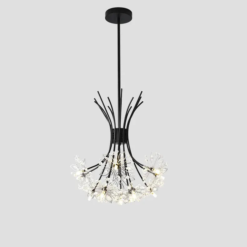 Contemporary Luxury Dandelion Crystal Firework Iron Frame 13/19-light Chandelier for Living Room BulbSquare