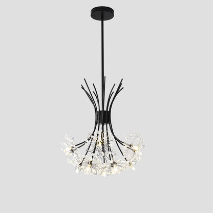 Contemporary Luxury Dandelion Crystal Firework Iron Frame 13/19-light Chandelier for Living Room