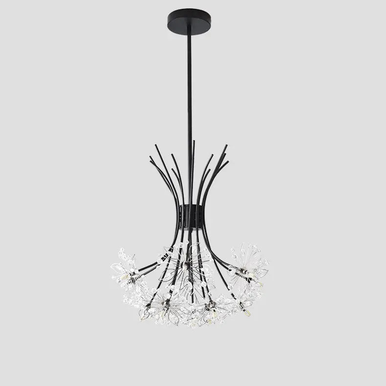 Contemporary Luxury Dandelion Crystal Firework Iron Frame 13/19-light Chandelier for Living Room BulbSquare