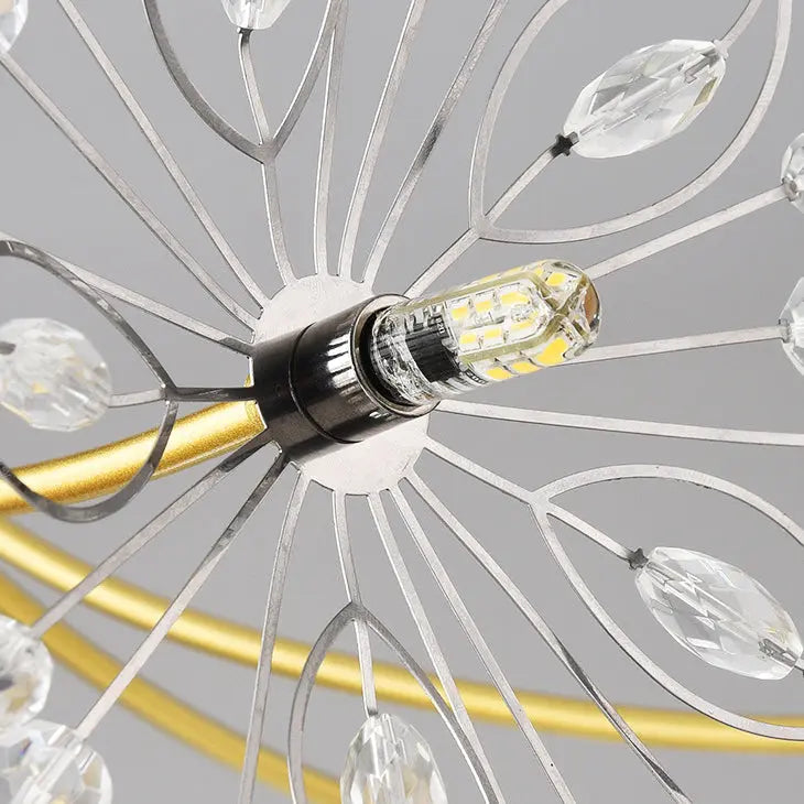 Contemporary Luxury Dandelion Crystal Firework Iron Frame 13/19-light Chandelier for Living Room BulbSquare